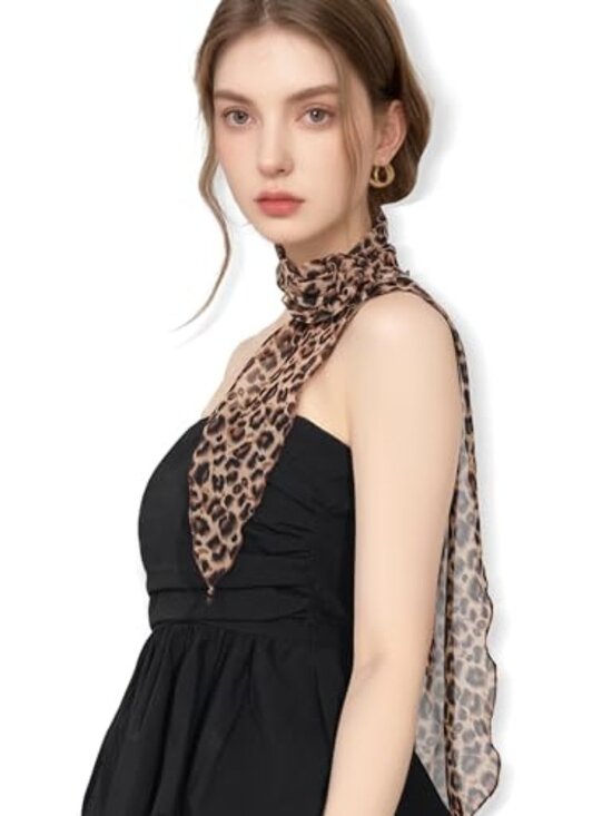 Accessories - Chiffon Scarf for Women, Removable Flower Neck‎ Scarf Light Soft Fashion Rose